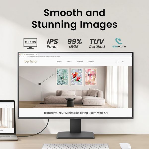 BENQ 27" 16:9 IPS �� �������, 1920�1080, 5 ��, 100 ��,  99% sRGB, 1xHDMI 1.4/1xDP 1.2 GW2791 Black - �������� 4