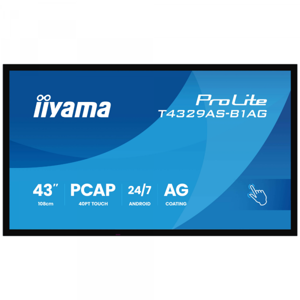 IIYAMA 42.5" 16:9  ������������� VA �� ������, 3840�2160 , 24/7,����������-�������� ���������, �� Android  T4329AS-B1AG - �������� 1