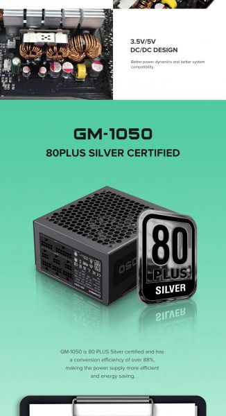 GAMEMAX ���� �������� ATX 1050W, 80 Bronze , fan 140mm,ful ly modularOVP, UVP, OTP, OCP, OLP, OPP, SCP GM-1050  Modular - �������� 17