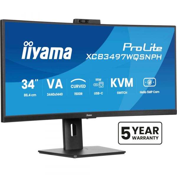 IIYAMA 34" 21:9   VA  , 0,4  (MPRT), 1 20 , Adaptive Sync, KVM , 2xHDMI,/1xDP/1xUSB XCB3497WQSNPH-B1 -  2