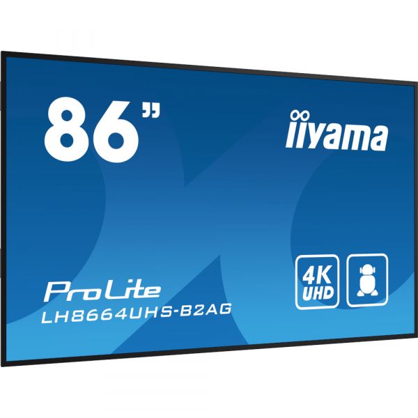 IIYAMA 85.6" 16:9 IPS �� ������, 3840�2160, 500 ��/�2, 2 4/7, �� ������ 14, 2xHDMI/1xUSB-C/2xUSB 2.0, SP 2 LH8664UHS-B2AG - �������� 3