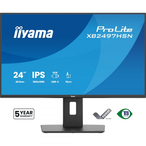 IIYAMA 23.8" 16:9 IPS �� �������, 1920�1080, 1 �� (MPRT),  100 ��, 350 ��/�2, Adaptive Sync, 1xHDMI 1.4/1xDP XB2497HSN-B1 - �������� 2