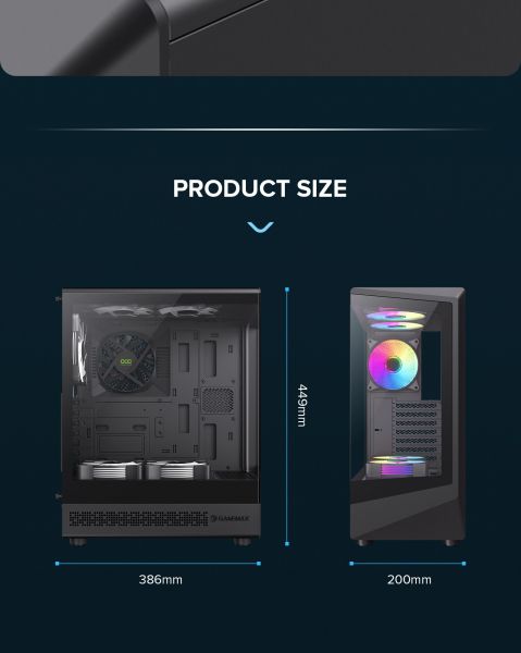 GAMEMAX ������ ����'������� Midi ATX ��� ����� ��������  ATX,ATX, M-ATX,ITX, Tempered Glass,Mesh,USB2.0x1,U Vista COC AB - �������� 31