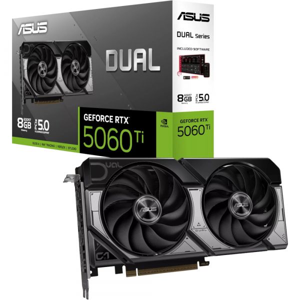 ���������� GeForce RTX 5060 Ti, ASUS, DUAL OC, 8Gb GDDR7, 128-bit, HDMI/3xDP, 2602/28000 MHz, 8-pin (DUAL-RTX5060TI-8G) - �������� 1