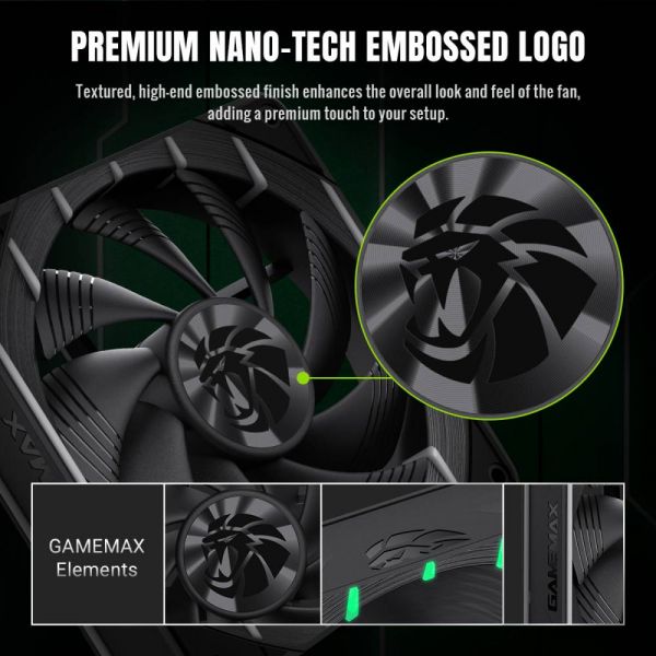 GAMEMAX ����� ��� ������� 120�� 3pin AURA (M/F)&4pin PWM A ir Flow66.89 CFM Static Air Pressure2.62mm - H2ONo Tornado T12 ARGB - �������� 6