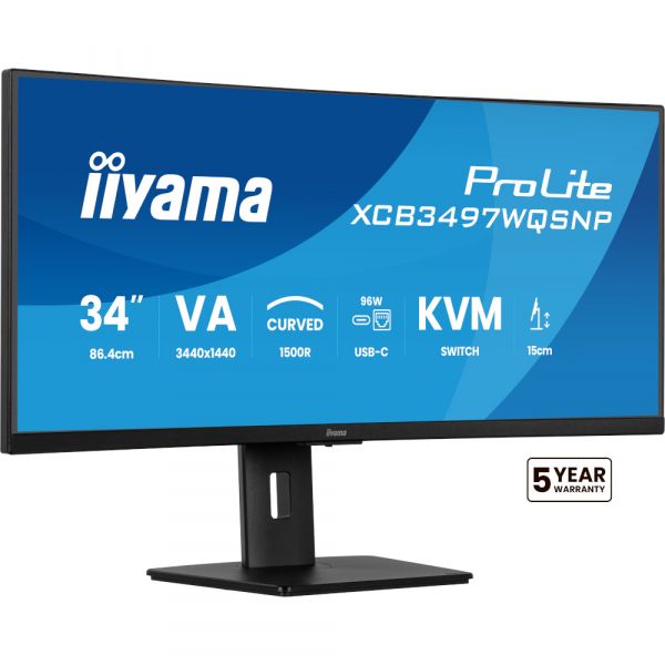 IIYAMA 34.1" 21:9 VA UWQHD   , 0.4 , 1 20 , FreeSync, HDR, 1xHDMI 2.0/1xHDMI 1.4/1xDP 1 XCB3497WQSNP-B1 -  3