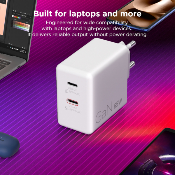 �������� ������� LENOVO Dual USB-C 65W GaN White (G0A6065WEU) - �������� 11