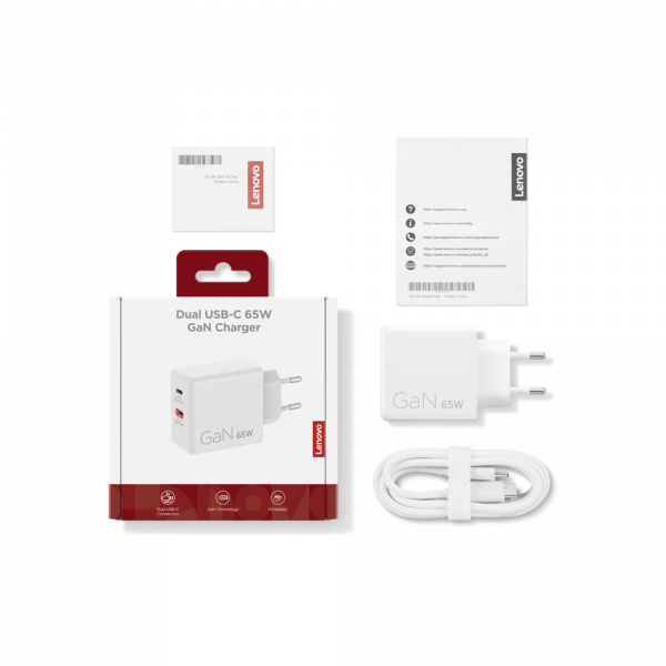 �������� ������� LENOVO Dual USB-C 65W GaN White (G0A6065WEU) - �������� 9
