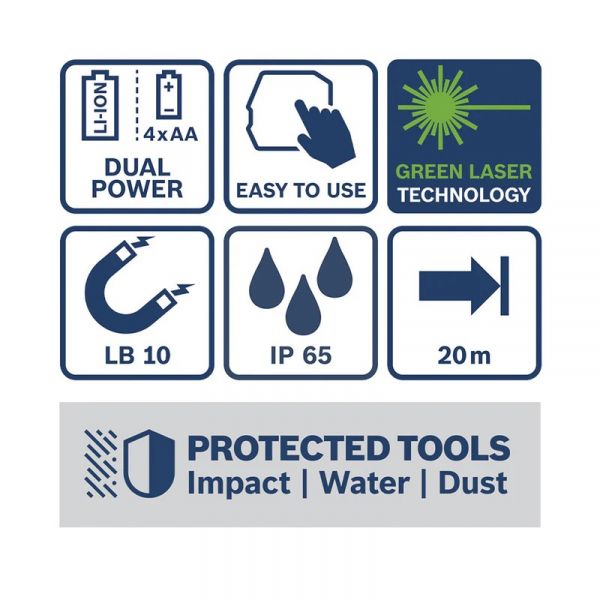 ͳ���� �������� Bosch Professional GLL 20-22 G 3.7�/4�� �� 20� �0.3��/� ������� ������ ����� ������ IP 65 0.59�� 0.601.065.601 - �������� 15