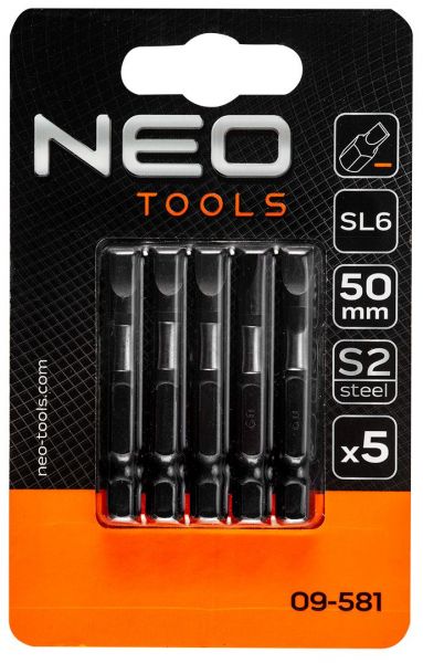 ���� ������� Neo Tools, 5��., 1/4", SL6 � 50��, ����� S2 09-581 - �������� 2