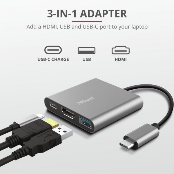 ��� Trust Dalyx 3-in-1 USB-� > USB-� 3.2/USB-�/HDMI, �������, 0.1�, ������ 23772_TRUST - �������� 11