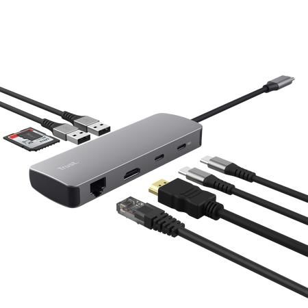 ������� Trust Dalyx  8in1 USB-C> 1xUSB-� 3.2/USB-A 2.0/2xUSB-�/HDMI/Ehernet/SD/microSD, �������, 0.15�, ѳ��� 25672_TRUST - �������� 1