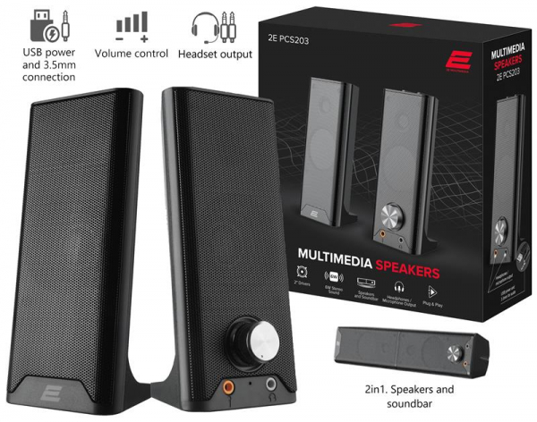 ������������ ������� 2E PCS203, 2.0, USB, Metal Black 2E-PCS203BK - �������� 1