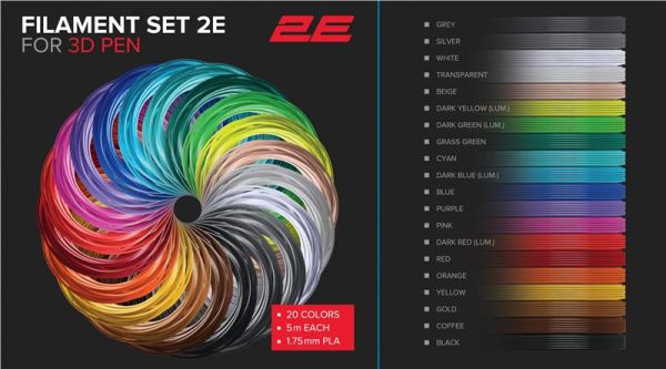 �������� 2E ��� 3D ����� PLA, 1.75��, 20��, ���� 5� 2E-SL-BH005 - �������� 1