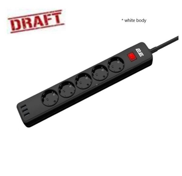   2E 5XSchuko    c  , 3G*1.5, 3*USB-A, 2, white 2E-SP515M2USBWH -  1