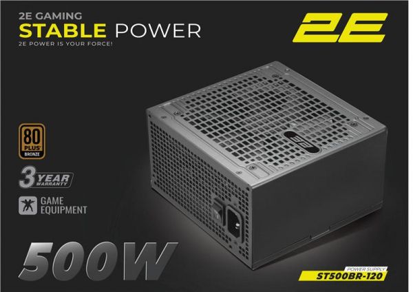   2E GAMING Stable Power ATX3.1  (500W), >85%, 80+ Bronze, 120, 1xMB 24pin(20+4), 2xCPU 8pin(4+4), 3xMolex, 6xSATA, 2xPCIe 8pin(6+2) 2E-ST500BR-120 -  1