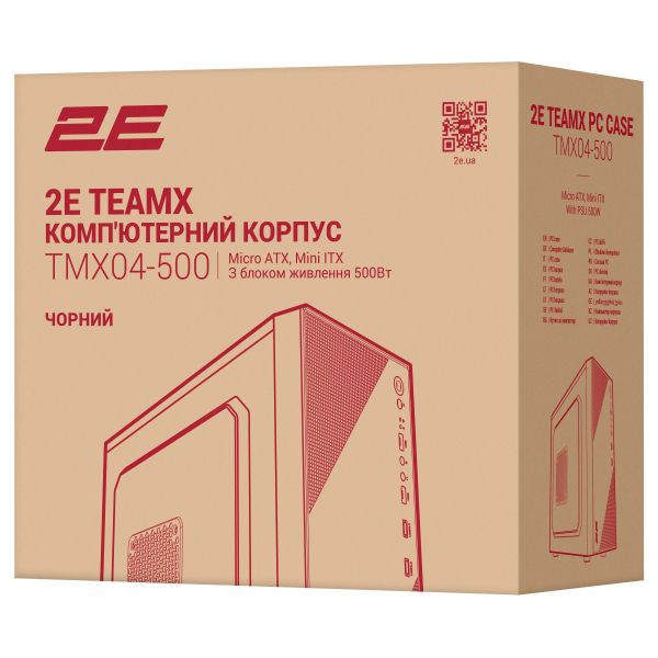 ������ 2E TeamX TMX04 � �� 2E ATX500W, 2xUSB3.0, 1x80��, VGA 220��, mATX, ������ 2E-TMX04-500 - �������� 12