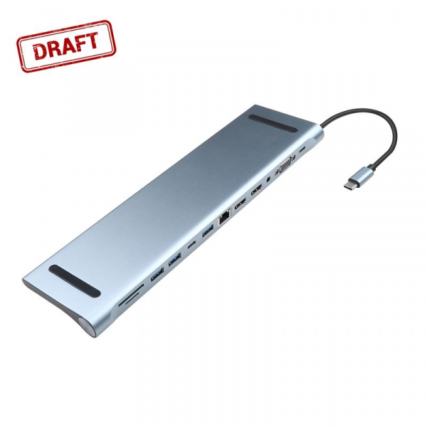 ��� 2E USB-� > USB-A 2.0/2xUSB-A 3.0/2xUSB-C PD/2xHDMI/VGA/jack3.5/microSD/SD/Ethernet, 0.15�, ���� 2E-W2703 - �������� 1
