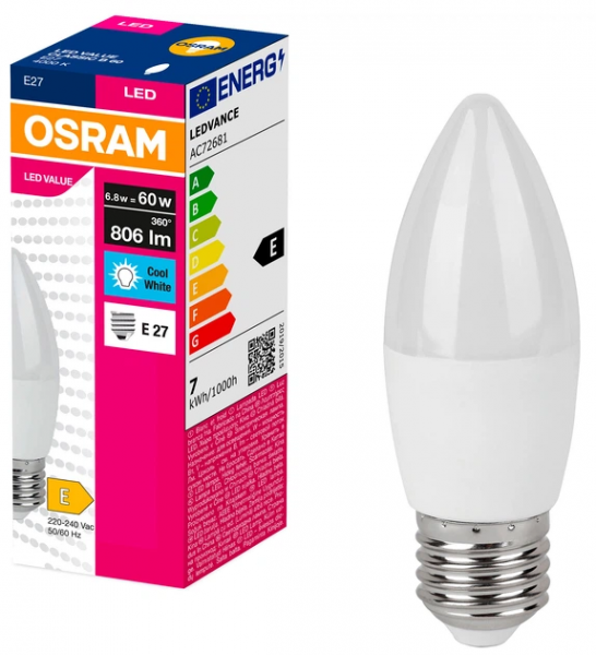 ����� OSRAM LED E27 6.8�� 3000� 806�� �60 VALUE 4099854545306 - �������� 1