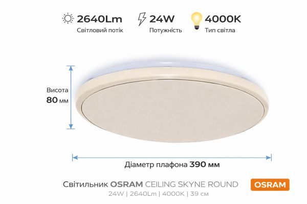 ��������� ��������� OSRAM CEILING SKYNE 380�� Round 24�� 4000K 4099854664229 - �������� 1