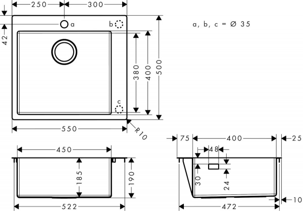 ����� �������� Hansgrohe Combi S71, ����.�����, �������., ��� �����, 500x550x190��, ���� - 1, �������, ���� 43301801 - �������� 3