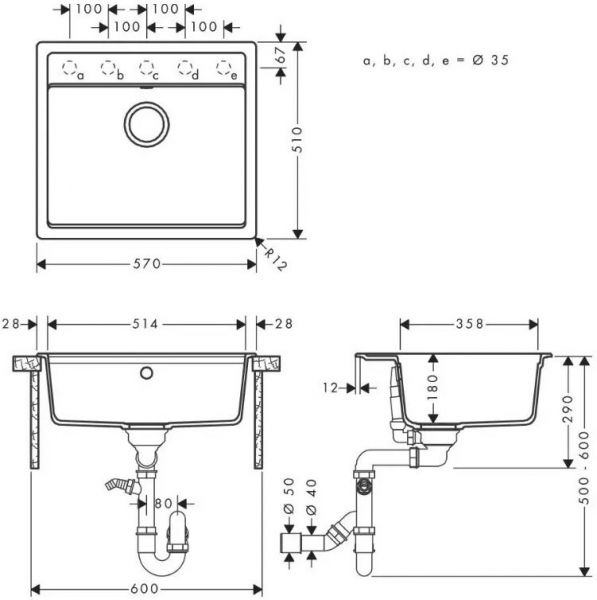 ����� ��� ����� Hansgrohe , ��������� ����� S520-F510 + ����. Talis M54, ������ ������-����� 43359800 - �������� 5