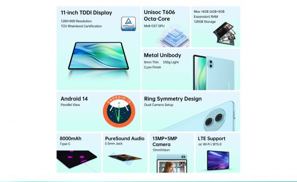 TECLAST ������� P50 11" 6��, 128��, LTE, 8000������, Android, ��������� 6940709686829 - �������� 3