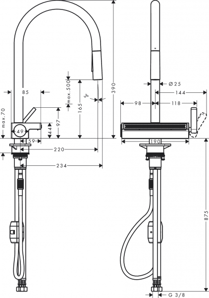 ������� ��� ����� Hansgrohe Aquno Select M81, ����.������ - 220��, ����������, ��������, 1 �����, ���� 73837000 - �������� 6