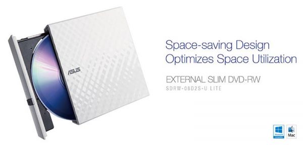 ������ ���������� ����������� ASUS SDRW-08D2S-U LITE DVD+-R/RW burner USB2.0 ����� Retail Box Slim 90-DQ0436-UA221KZ - �������� 1