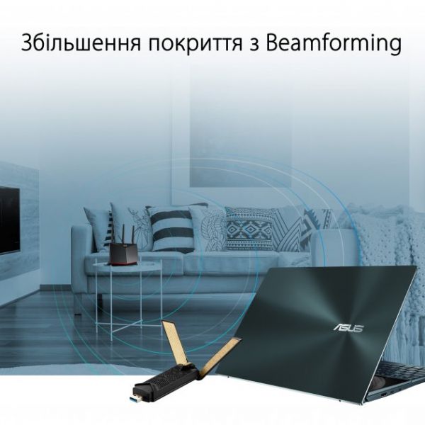WiFi-������� ASUS  USB-AX56 AX1800 USB 3.0 WPA3 MU-MIMO OFDMA 90IG06H0-MO0R10 - �������� 5