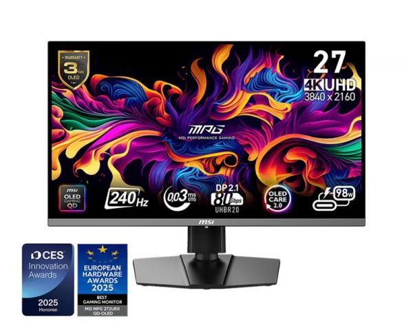 ������� MSI 26.5" MPG 272URX QD-OLED 2xHDMI, DP, 2xUSB, USB-C, Audio, OLED, 3840x2160, 240Hz, 0.03ms, DCI-P3 99%, AdaptiveSync, Pivot, HDR400 9S6-3CD79A-054 - �������� 1