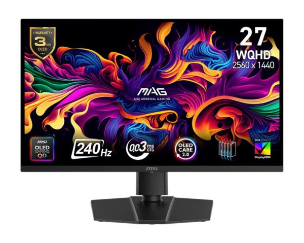������� MSI 26.5" MAG 273QP-X24 2xHDMI, DP, QD-OLED, 2560x1440, 240Hz, 0.03ms, DCI-P3 99%, FreeSync, Pivot, HDR400 9S6-3CE69H-010 - �������� 1