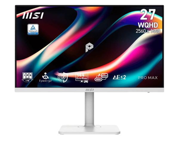 �������MSI 27" PRO MAX 271QPHW E14, 2xHDMI, DP, USB-C, 2xUSB, MM, IPS, 2560x1440, 144Hz, 1ms, sRGB 121%, FreeSync, Pivot, ���� 9S6-3PF54H-008 - �������� 1