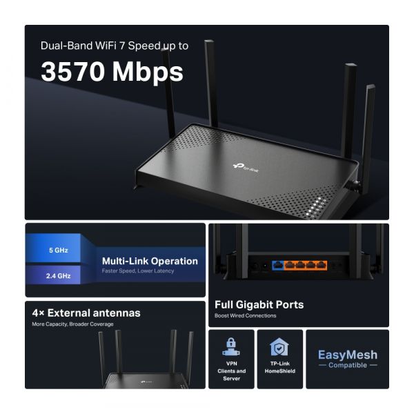 ������������� TP-LINK Archer BE220 BE3600, 4xGE LAN, 1xGE WAN, MESH ARCHER-BE220 - �������� 5