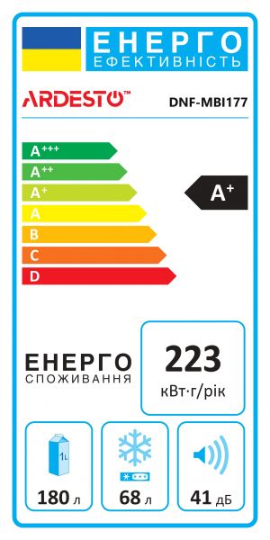 ������������ ����������� ����������� ARDESTO ����. � ����. �����., 177x54.5x54, x����.���.-180�, �����.���.-68�, 2��., �+, NF, door-on-door, ����� DNF-MBI177DD - �������� 3