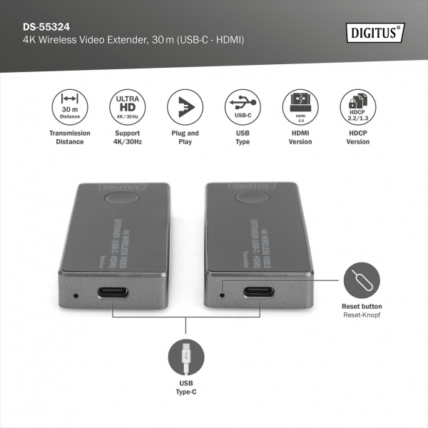 ����������� ���������� DIGITUS USB-C > HDMI, 4K UHD, 30 � DS-55324 - �������� 3