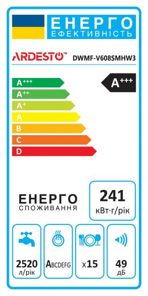 ������������� ������ ARDESTO, 15�����., �++, 60��, �������, 3� �������, ������.���������, ���.����.�����, ����� DWMF-V608SMHW3 - �������� 2