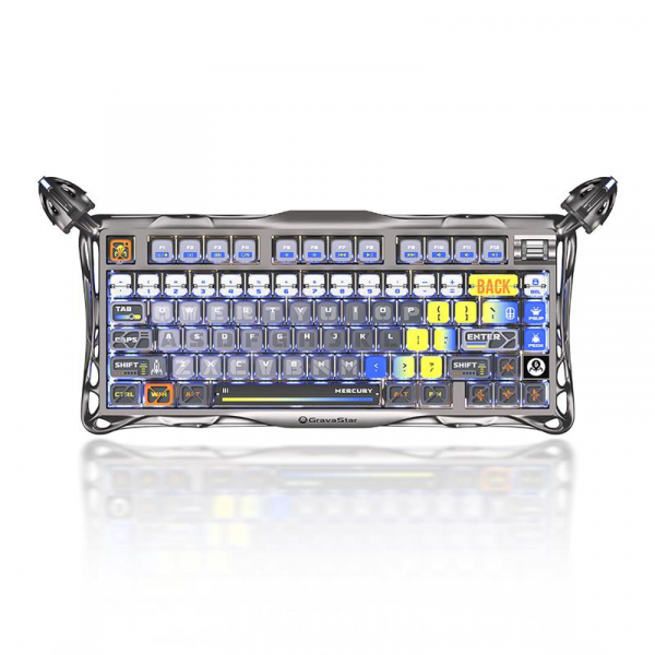 ��������� ��������� GravaStar Mercury K1 Pro 80keys, GravaStar x Kailh Speedy Mint, BT/WL/USB, RGB, Interstellar Silver GSK1PRO_S_CGRY - �������� 1