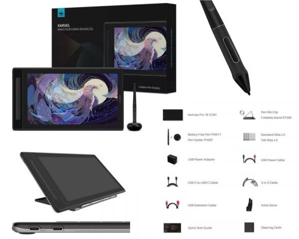 ����������� ������� Huion Kamvas Pro 16 2,5K Silver GT1602 - �������� 1