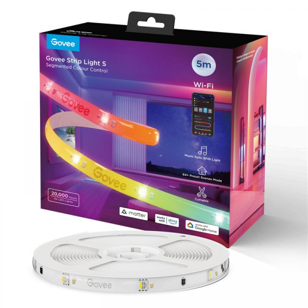 ������ ���������� ������� Govee H612A Strip Light S With Protective Coating, 5�, RGBICW, WI-FI/Bluetooth, ���� H612ACD1 - �������� 1