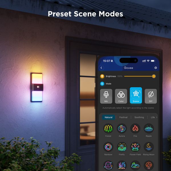 ���������� Govee H7078 Smart Outdoor Wall light, RGBICWW, IP65, WI-FI/Bluetooth, ���� H7078CD1 - �������� 2