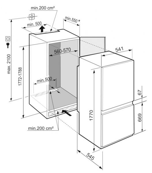 ����������� Liebherr ������������ � ����. �����., 177x54.1�54.5, �����.���.-182�, �����.���.-69�, 2��., A+, NF, ����� �����., ����� ICNSF5103 - �������� 6