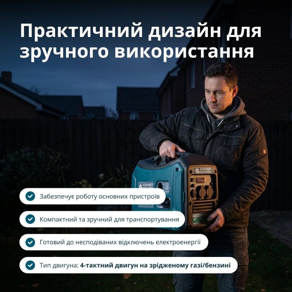Gasoline inverter generator Konner&Sohnen KS 3000iG S, 230V, 3.0-3.3kW, manual starter, 22.5kg KS3000IGS - �������� 7