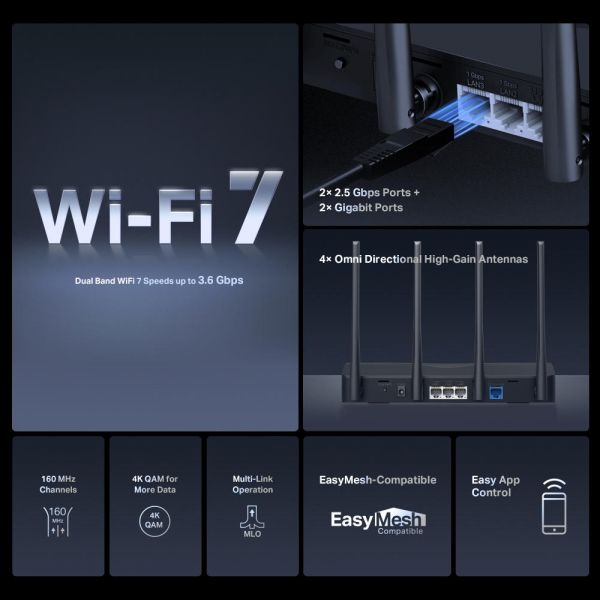 ������������� MERCUSYS MR27BE BE3600, 2xGE LAN, 1x2.5GE LAN, 1x2.5GE WAN, MESH MR27BE - �������� 3
