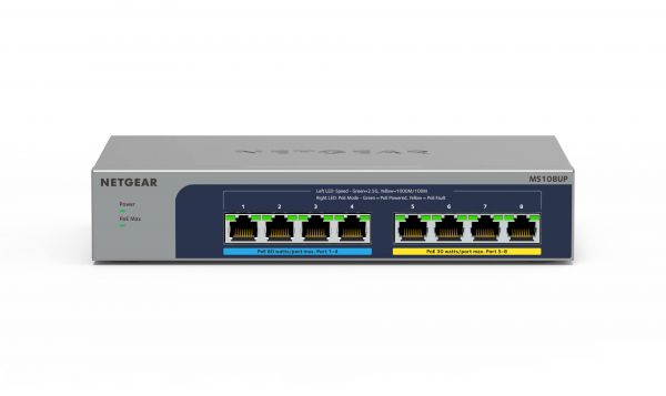 ���������� NETGEAR MS108UP, 4x2,5GE PoE+, 4x2,5GE PoE++(60��/����), 230��, ������������� MS108UP-100EUS - �������� 1