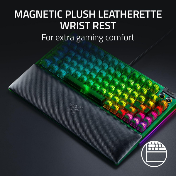 ��������� ��������� Razer BlackWidow V4 75%, 83key, Mechanical Tactile Switch GEN-3, USB-A, EN, RGB, Phantom Green Ed. RZ03-05003300-R3M1 - �������� 7