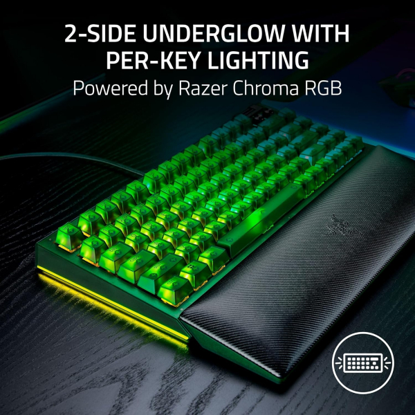 ��������� ��������� Razer BlackWidow V4 75%, 83key, Mechanical Tactile Switch GEN-3, USB-A, EN, RGB, Phantom Green Ed. RZ03-05003300-R3M1 - �������� 5