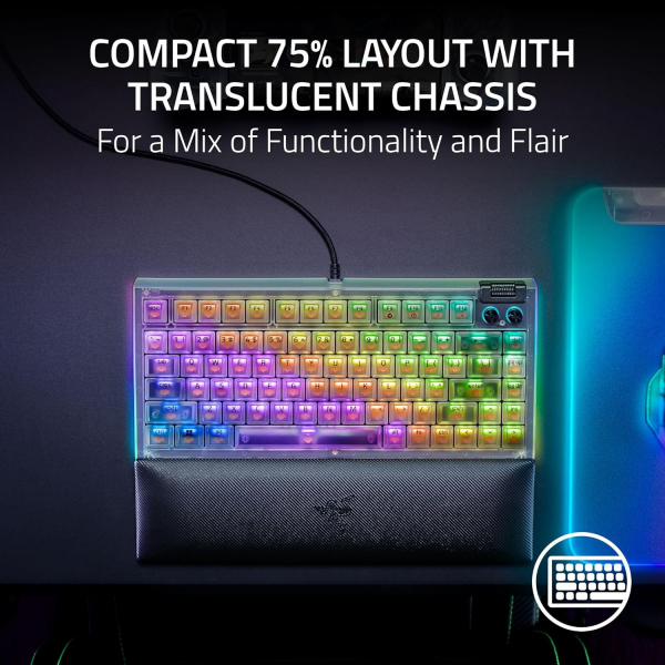 ��������� ��������� Razer BlackWidow V4 75% RGB 83key Mechanical Tactile Switch GEN-3, USB-A, EN, Phantom White Ed. RZ03-05003500-R3M1 - �������� 3