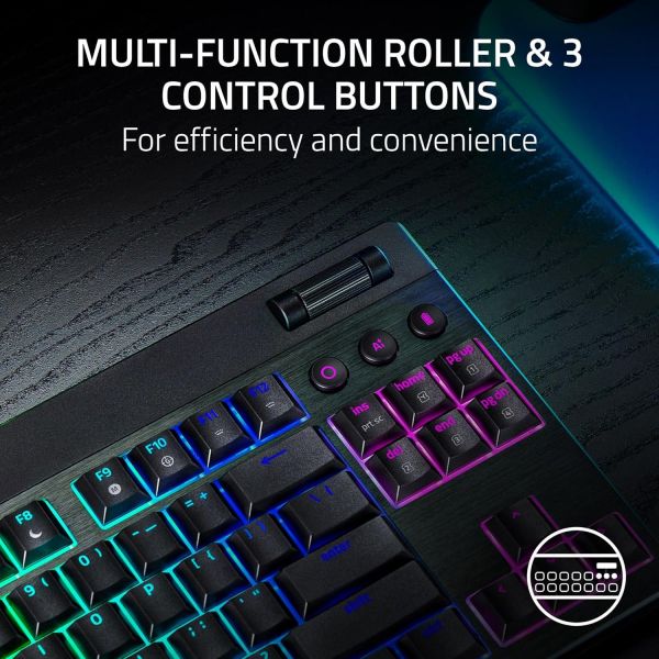 ��������� ��������� Razer BlackWidow V4 Low-profile TKL HyperSpeed, 87key, Yellow Switch, USB-A/WL/BT, EN, RGB, ������ RZ03-05450100-R3M1 - �������� 4