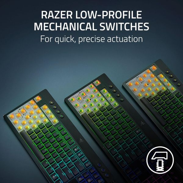 ��������� ��������� Razer BlackWidow V4 Low-profile TKL HyperSpeed, 87key, Yellow Switch, USB-A/WL/BT, EN, RGB, ������ RZ03-05450100-R3M1 - �������� 2